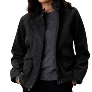 Banana Republic NWT Melton Pocket Short Jacket Dark Charcoal Size Large Petite